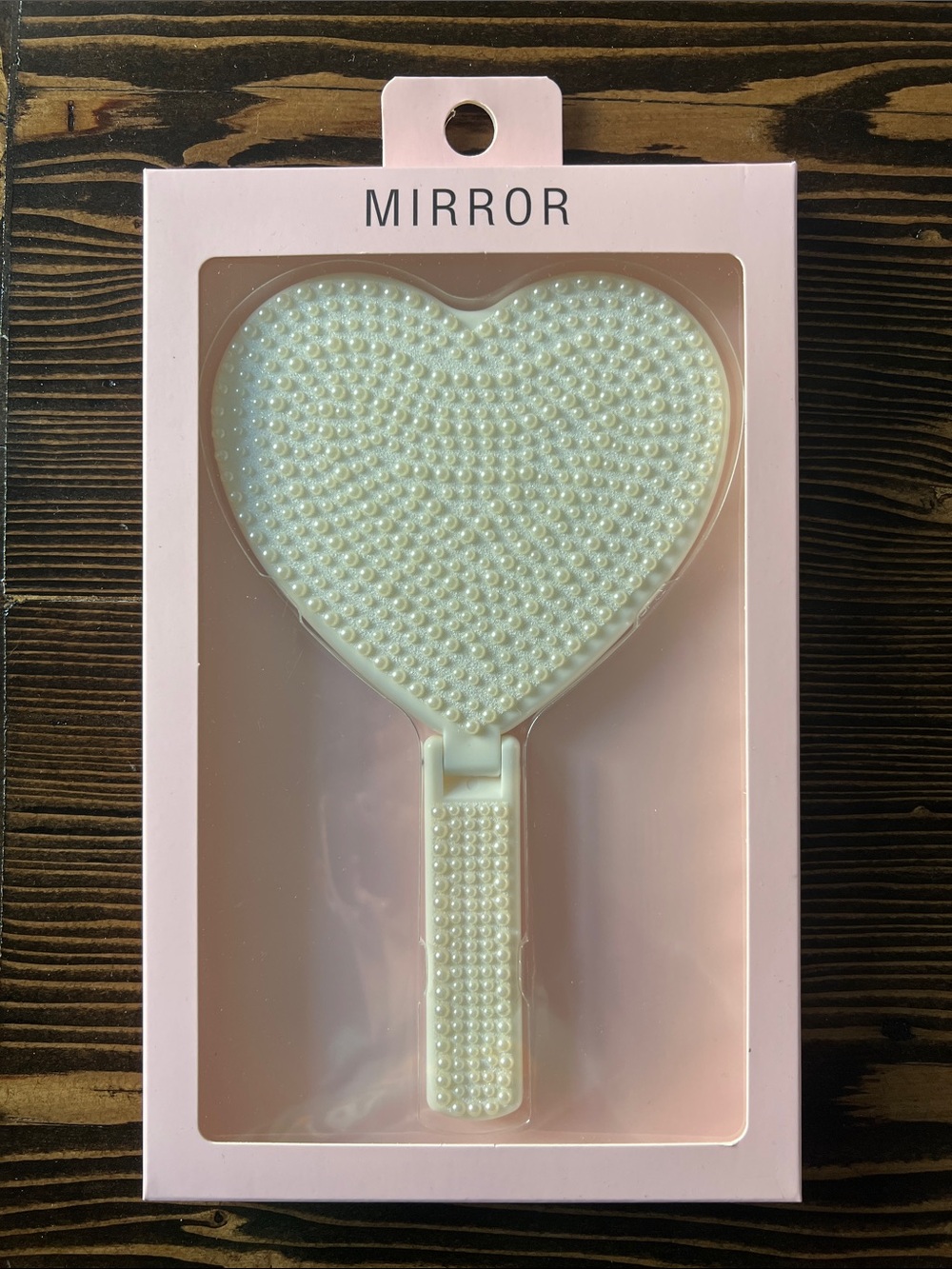 Forever 21 heart pearl foldable mirror